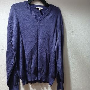 Enzo Mantovani  100% extra fine wool Men's V-Neck Sweater in Violet Heather